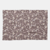 Taupe Watercolor Eucalyptus Floral  Geschirrtuch (Horizontal)