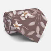 Taupe Watercolor Eucalyptus Floral Krawatte (Gerollt)