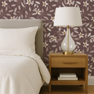 Taupe Watercolor Eucalyptus Floral Tapete