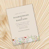 Taupe Watercolor Wildblume Hochzeit Einladung