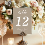 Taupe Wedding Calligraphy Einfache Script-Neutrals Tischnummer<br><div class="desc">Eine einfache Hochzeitsstiftung für eine taupe / neutrale Hochzeitsfarben-Schema. Es ist nur weißer Text auf einem taupe Hintergrund (eine erdige Farbe zwischen braun und grau). Alles außer der Zahl selbst ist in einem eleganten kalligrafischen Skript geschrieben.</div>