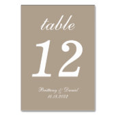 Taupe Wedding Calligraphy Einfache Script-Neutrals Tischnummer (Rückseite)