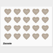Taupe Wedding Heart Simple Elegantes White Script Herz-Aufkleber (Blatt)