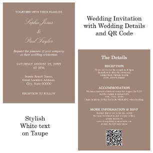 Taupe Wedding QR Code UAWG Einladung