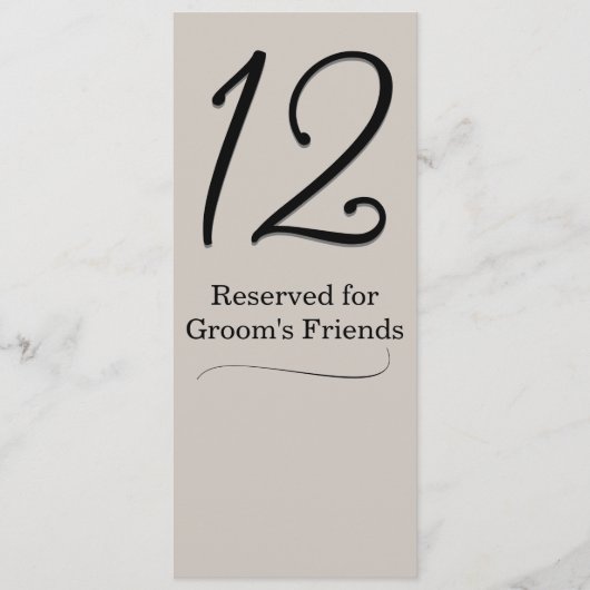 Taupe Wedding Reception Tischnummer (Vorderseite)