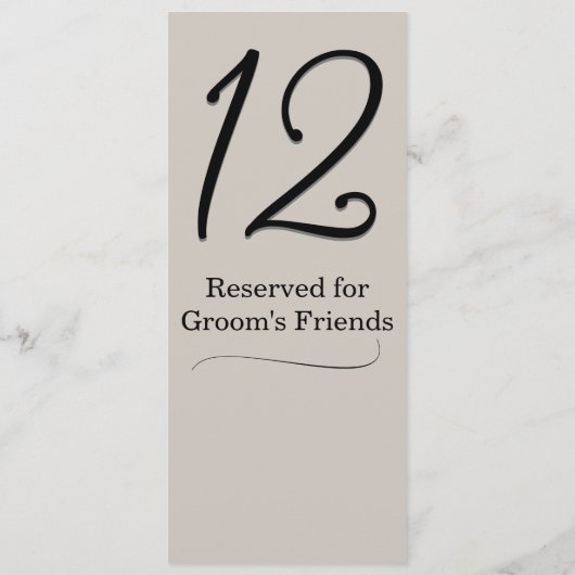 Taupe Wedding Reception Tischnummer (Rückseite)
