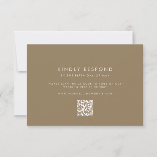 Taupe Wedding RSVP Karte (Vorderseite)