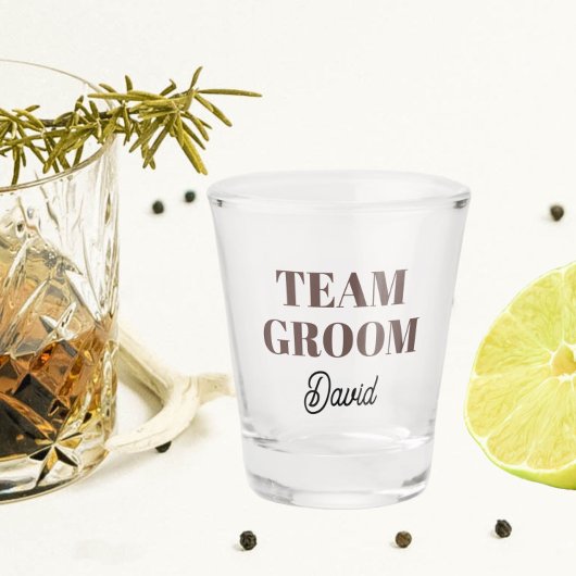 Taupe Wedding Team Groom Personalisiert Schnapsglas