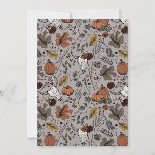 Taupe Western Erntedank Kuh Skull Fall Ernte Einladung (Rückseite)