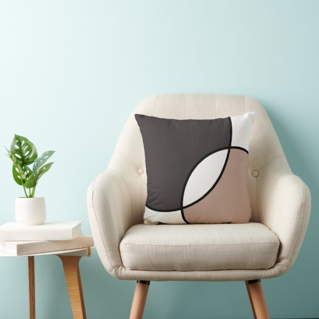 Taupe White Circles Kissen (Stuhl )