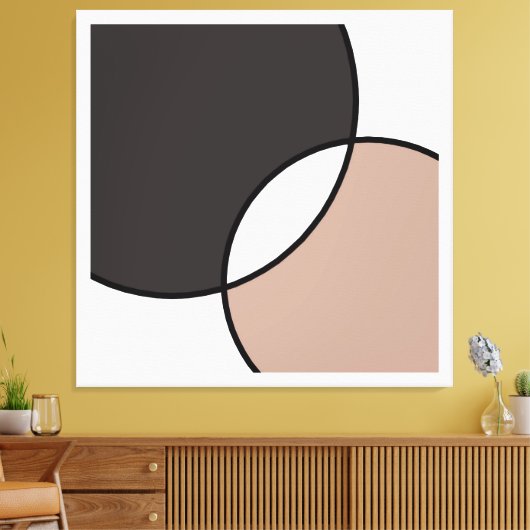 Taupe White Circles Leinwanddruck (Insitu (Wohnzimmer))