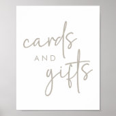 Taupe & White Minimal Brautparty Karten & Geschenk Poster (Vorne)