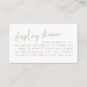 Taupe & White Minimal Script Bridal Display Dusche Begleitkarte (Vorderseite)