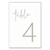 Taupe & White Minimalistisch Script Brautparty Fla Tischnummer (Rückseite)