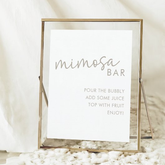 Taupe & White Minimalistisches Brautparty Mimosa B Poster