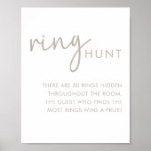 Taupe & White Minimalistisches Brautparty Ringjagd Poster (Vorne)