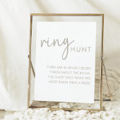 Taupe & White Minimalistisches Brautparty Ringjagd Poster