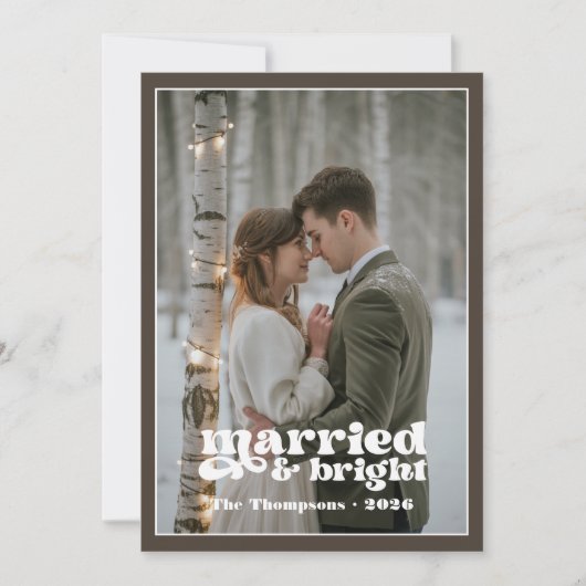 Taupe & White Newlyweds Weihnachten (Vorderseite)