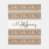 Taupe & White Rentier Nordic Sweater Pattern Fleecedecke (Vorderseite)