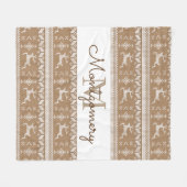 Taupe & White Rentier Nordic Sweater Pattern Fleecedecke (Vorderseite (Horizontal))