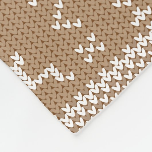 Taupe & White Rentier Nordic Sweater Pattern Fleecedecke (Ecke)