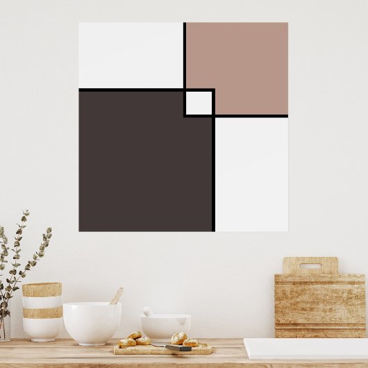 Taupe White Squares Poster (Küche)