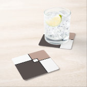 Taupe White Squares Rechteckiger Pappuntersetzer (Vor Ort)