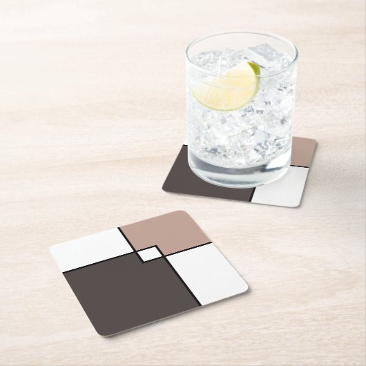 Taupe White Squares Rechteckiger Pappuntersetzer (Vor Ort)