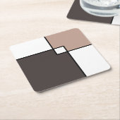 Taupe White Squares Rechteckiger Pappuntersetzer (angewinkelt)
