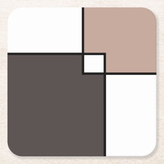 Taupe White Squares Rechteckiger Pappuntersetzer (Vorderseite)