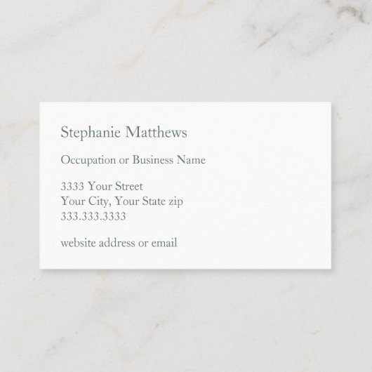 Taupe, White und Sage Green Monogram Visitenkarte (Rückseite)