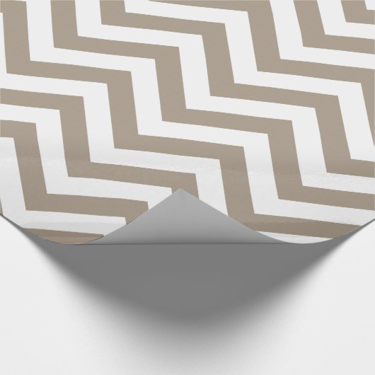 Taupe White XL Zickzack ZigZag Muster Geschenkpapier (Ecke)