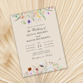 Taupe Wildblume Meadow Custom Foto Wedding Einladung