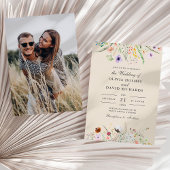 Taupe Wildblume Meadow Custom Foto Wedding Einladung