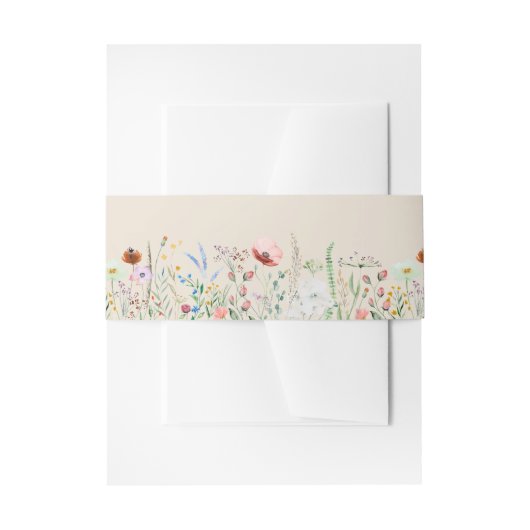 Taupe Wildblume Meadow Einladung Bauchband Einladungsbanderole (Vorderseite Beispiel)