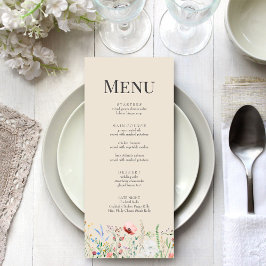 Taupe Wildblume Meadow Wedding Menu Card Menükarte