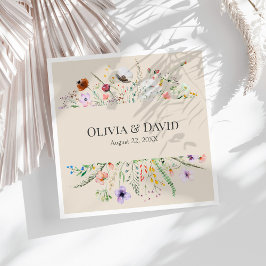 Taupe Wildblume Meadow Wedding Napkins Serviette