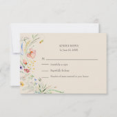 Taupe Wildblume Meadow Wedding RSVP Card Dankeskarte (Vorderseite)