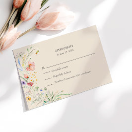 Taupe Wildblume Meadow Wedding RSVP Card Dankeskarte