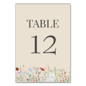 Taupe Wildblume Meadow Wedding Tischnummer Card (Vorderseite)