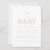 Taupe Wildflower Baby Shower All-in-One Invitation Einladung (Vorderseite)