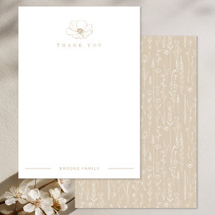 Taupe-Wildflower-Baby-Shower-Dankeschön Dankeskarte