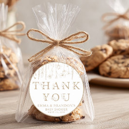 Taupe Wildflower Baby Shower Thank You Stickers