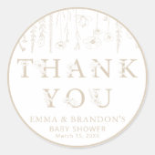 Taupe Wildflower Baby Shower Thank You Stickers (Vorderseite)