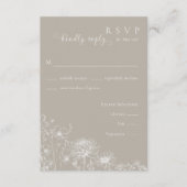 Taupe Wildflower RSVP Card Neutral Wedding Insert (Vorderseite)