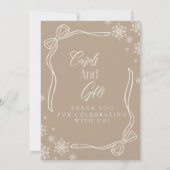 Taupe Winter Coquette Cards and Gifts Table Sign Einladung (Rückseite)
