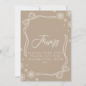 Taupe Winter Coquette Gevor Table Sign Einladung (Vorderseite)