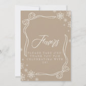 Taupe Winter Coquette Gevor Table Sign Einladung (Rückseite)