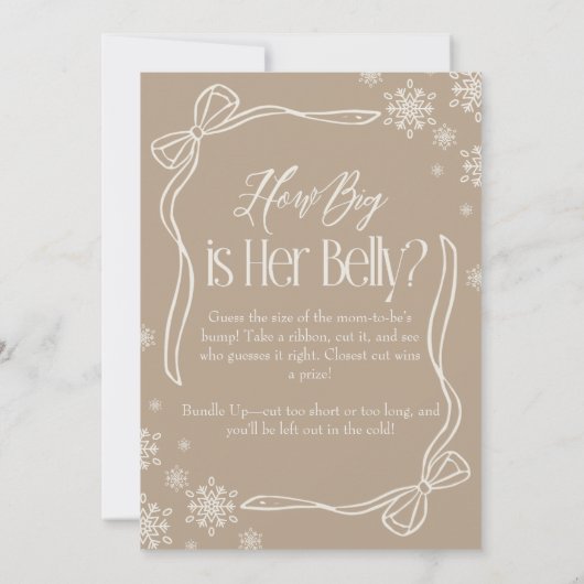 Taupe Winter Coquette wie groß ist ihr Bauch Einladung (Rückseite)