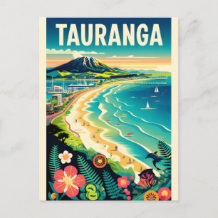Tauranga Neuseeland Retro-Reiseposter-Kunst Feiertagspostkarte